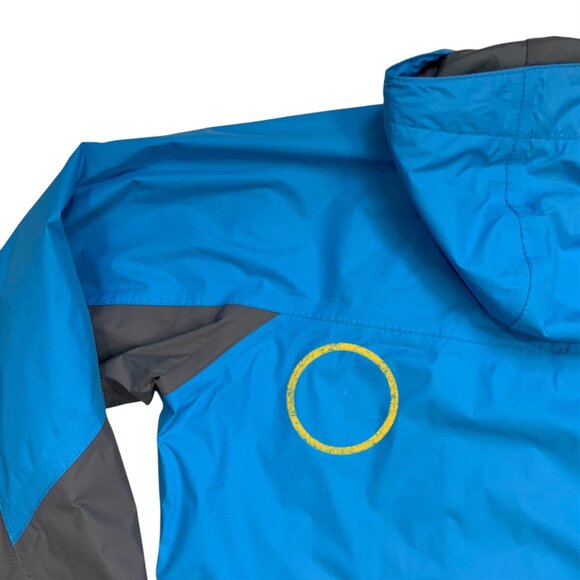 Helly Hansen Packable Windbreaker Jacket M Blue Gray Hooded Colorblock Gorpcore - Picture 7 of 12